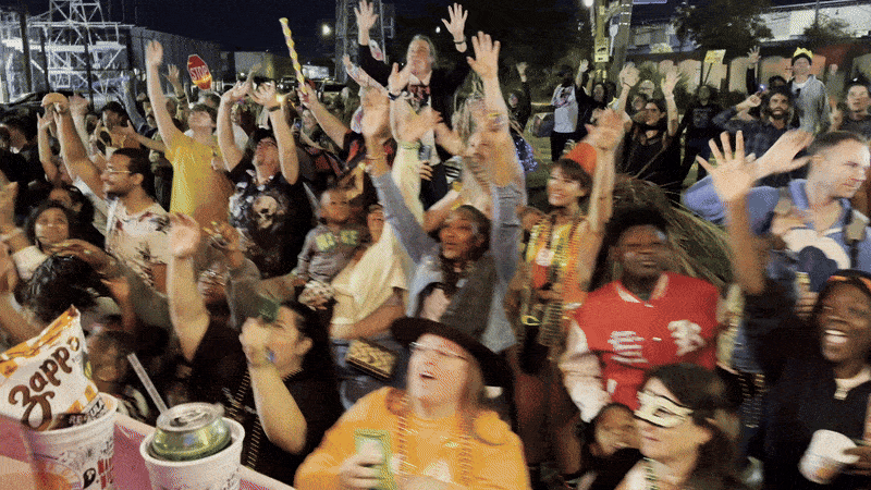 Image shows the crowd at Krewe of Boo.