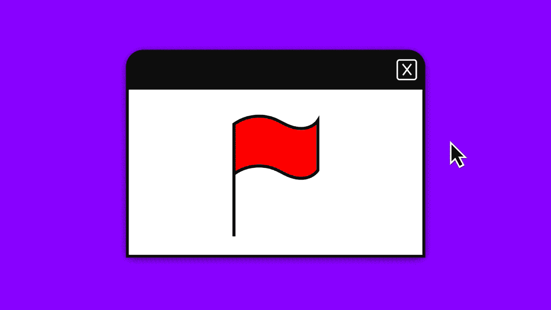 An illustration of a internet tab with a red flag being moved.