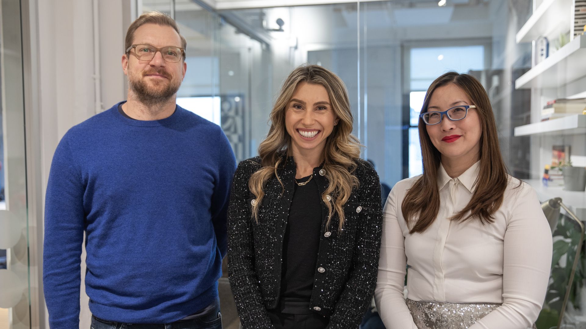 A photo of Brett Gibson, Jennifer Fleiss, Jen Wolf