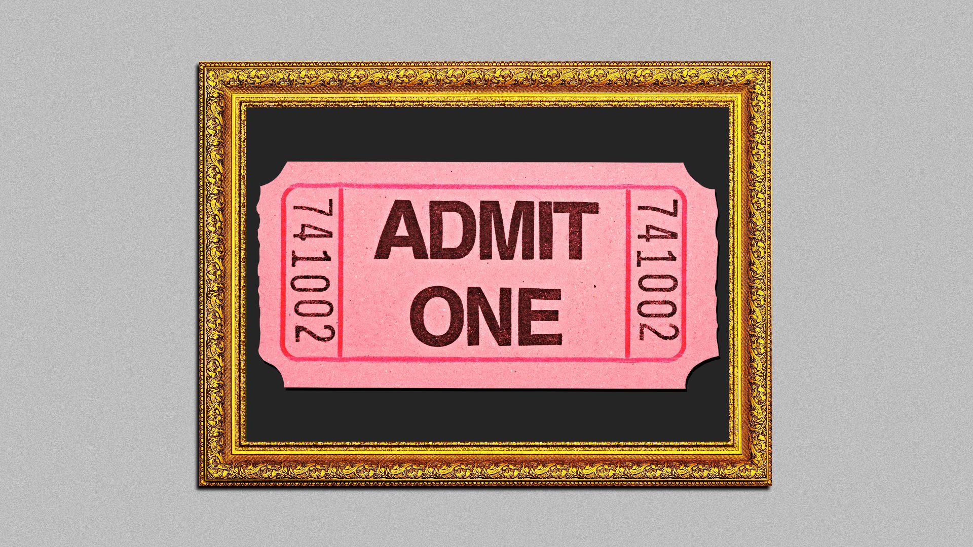 Illustration of a framed admission ticket.