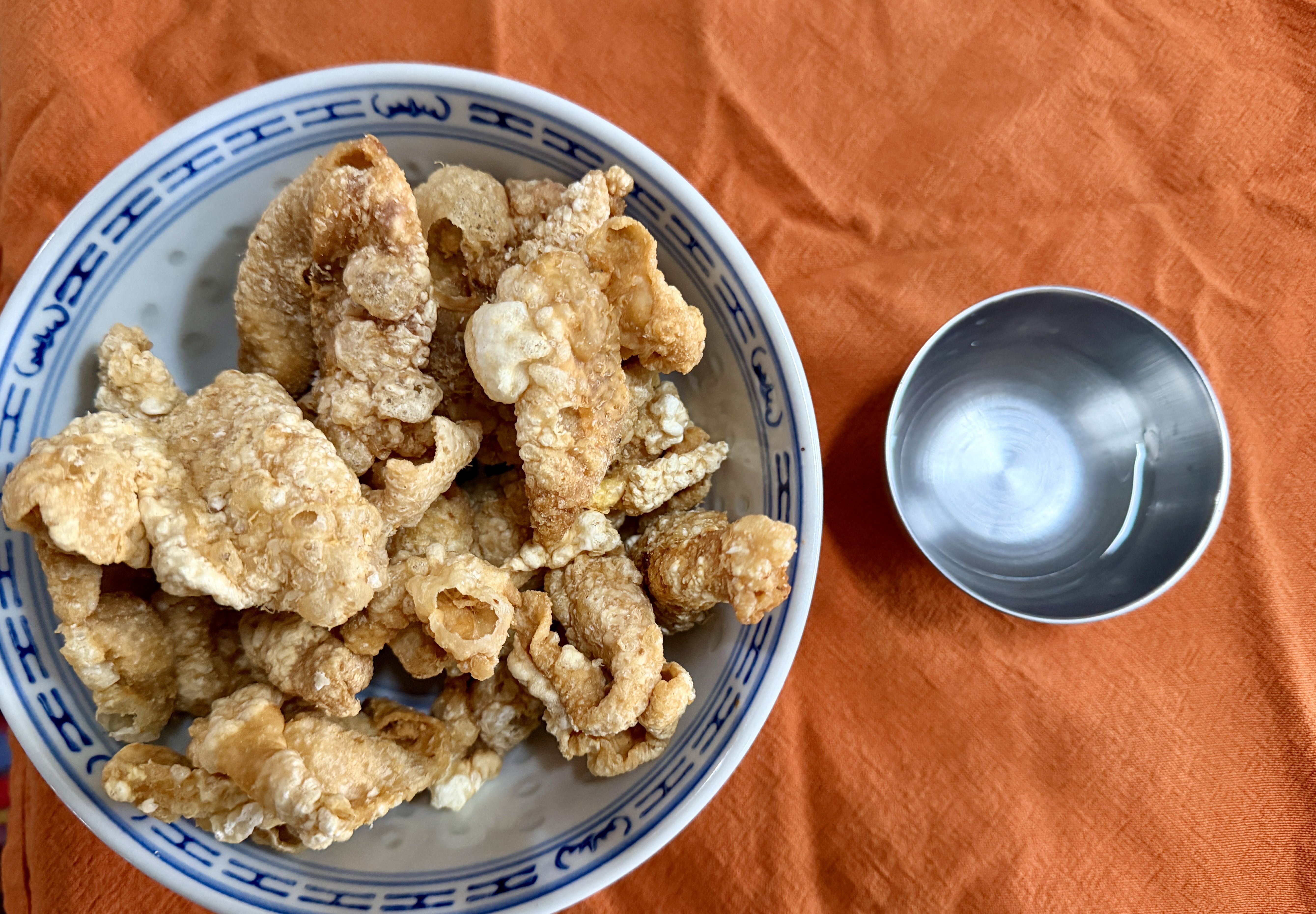 crunchy chicken skin and vinegar