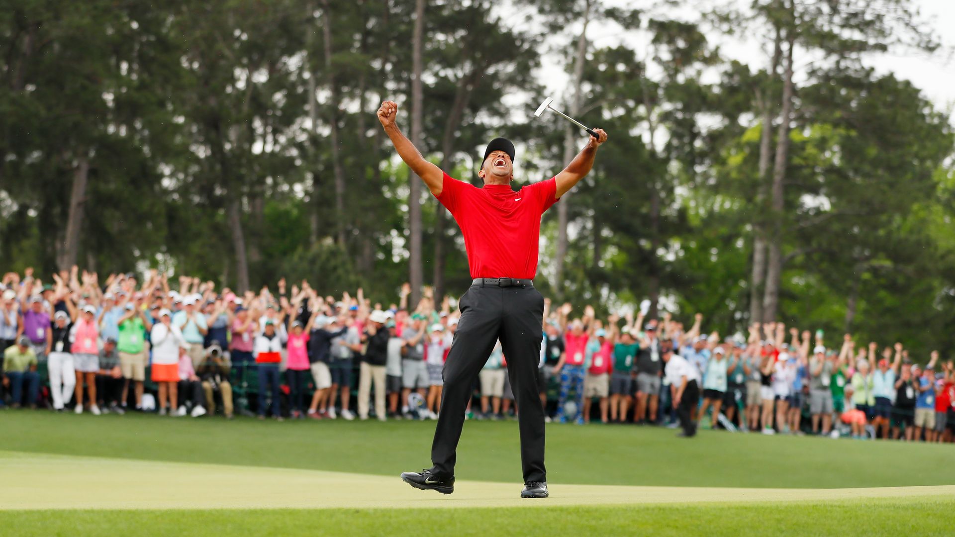 Tiger Woods celebrating his Masters victory