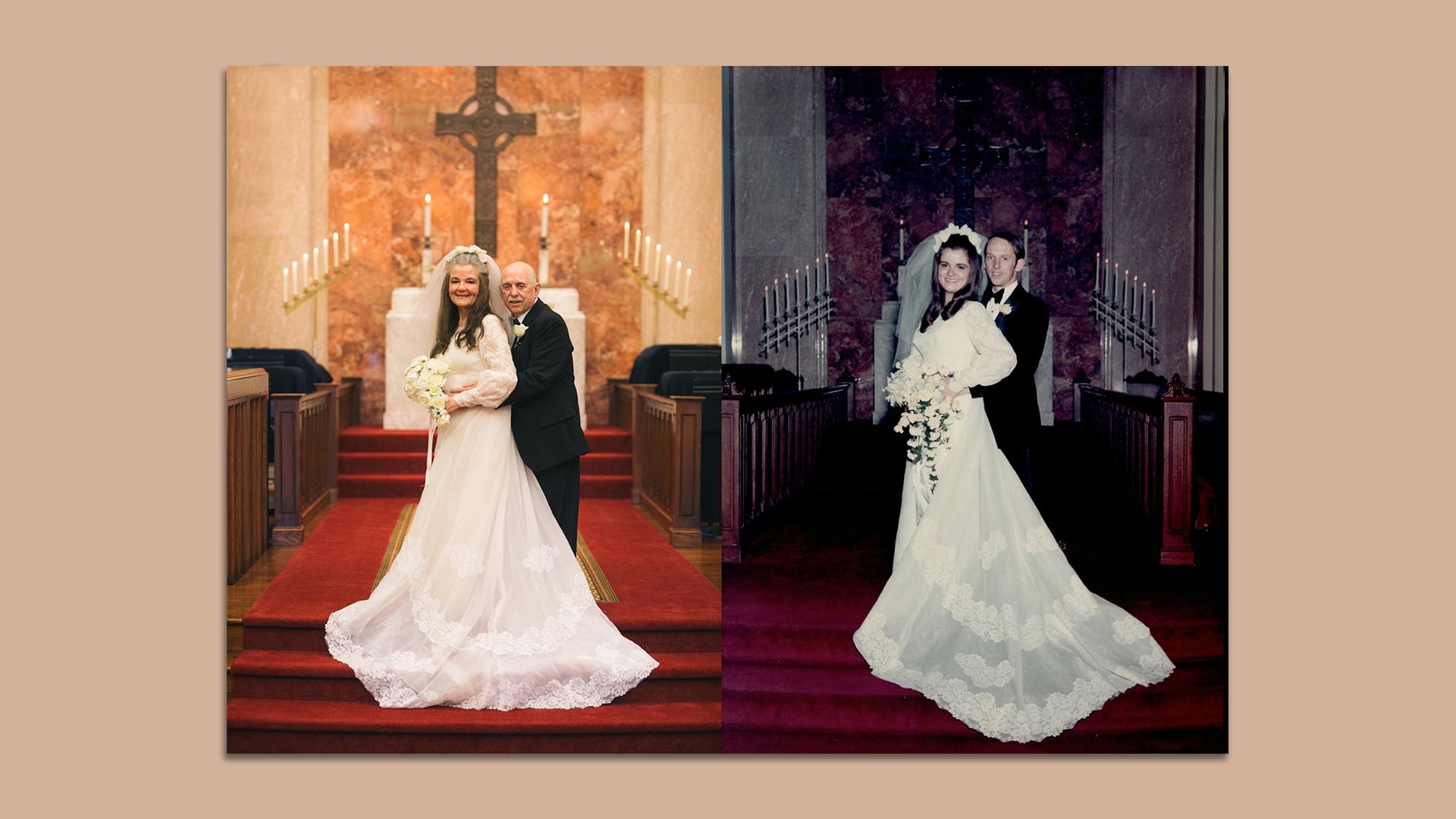 A local couple recreated their wedding photos 50 years later.