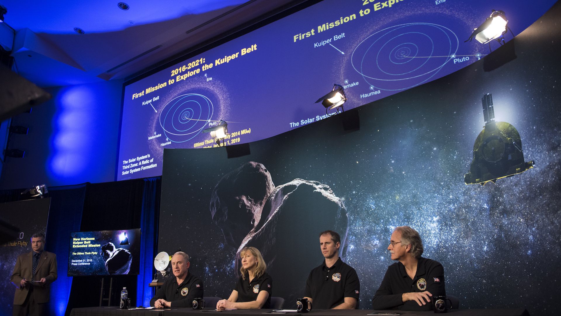 NASA New Horizons scientists brief the media on the Ultima Thule flyby on Dec. 31, 2018.