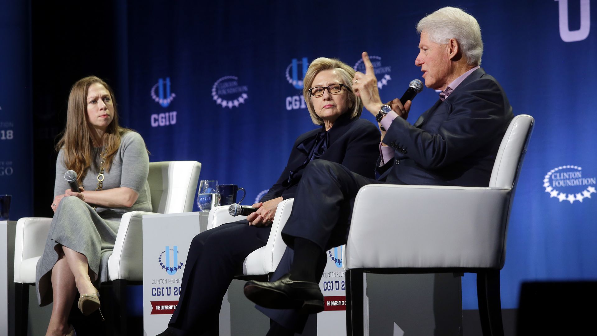 Chelsea, Hillary and Bill Clinton are seen at the 2018 Clinton Global Initiative conference.