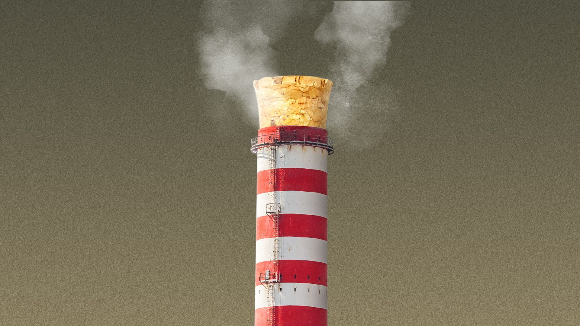 Illustration of a smoke stack with a cork in it. 