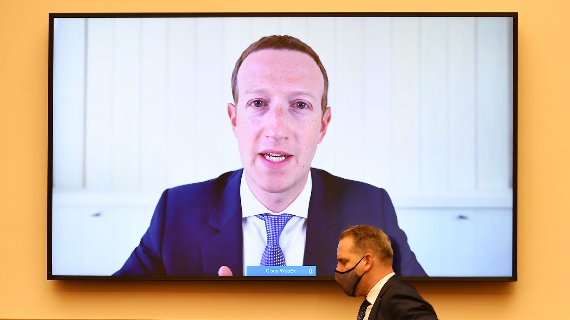 Facebook CEO Mark Zuckerberg testifying before a House Judiciary Subcommittee in July 2020.