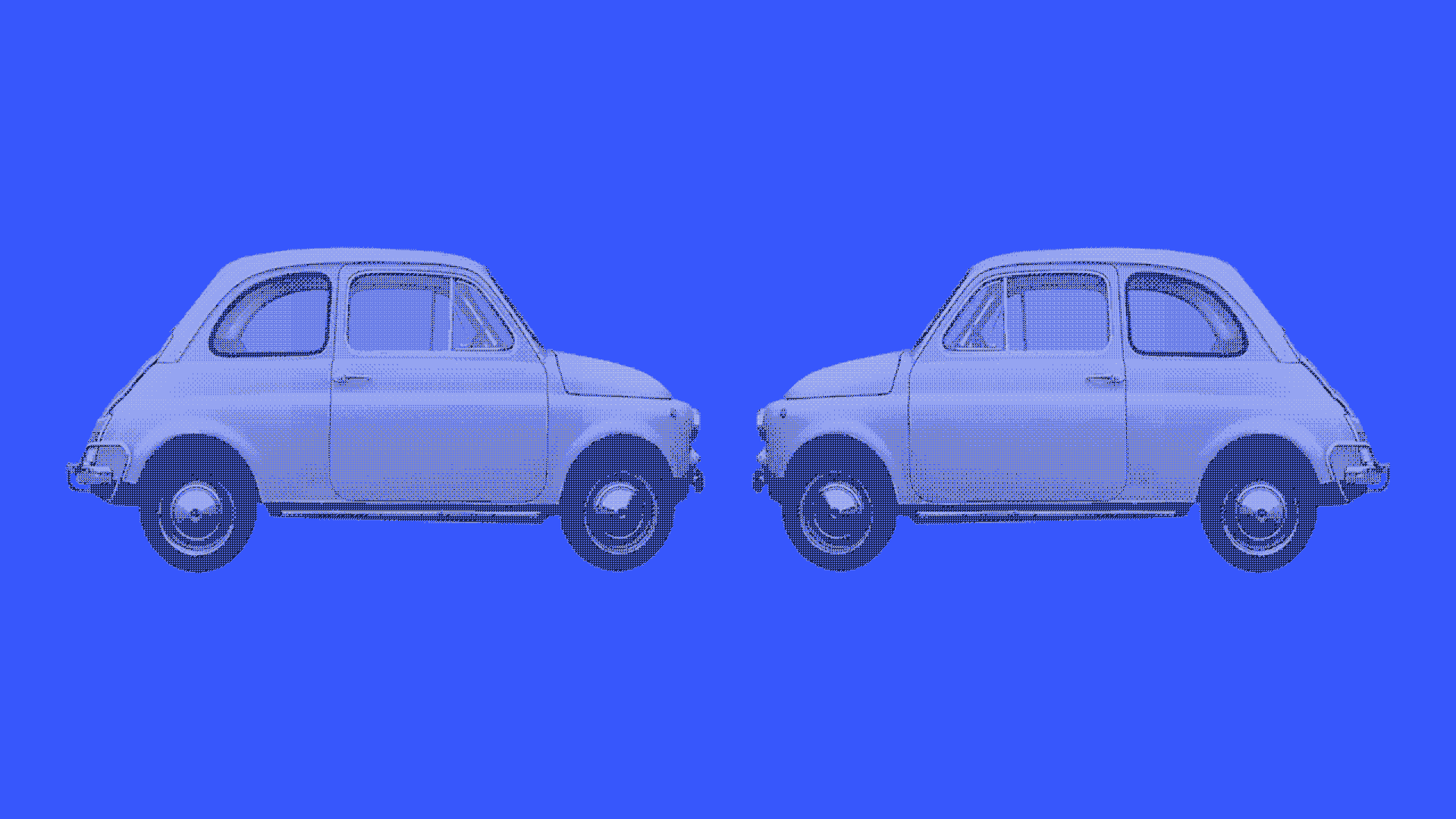 Illustration of two cars merging into one
