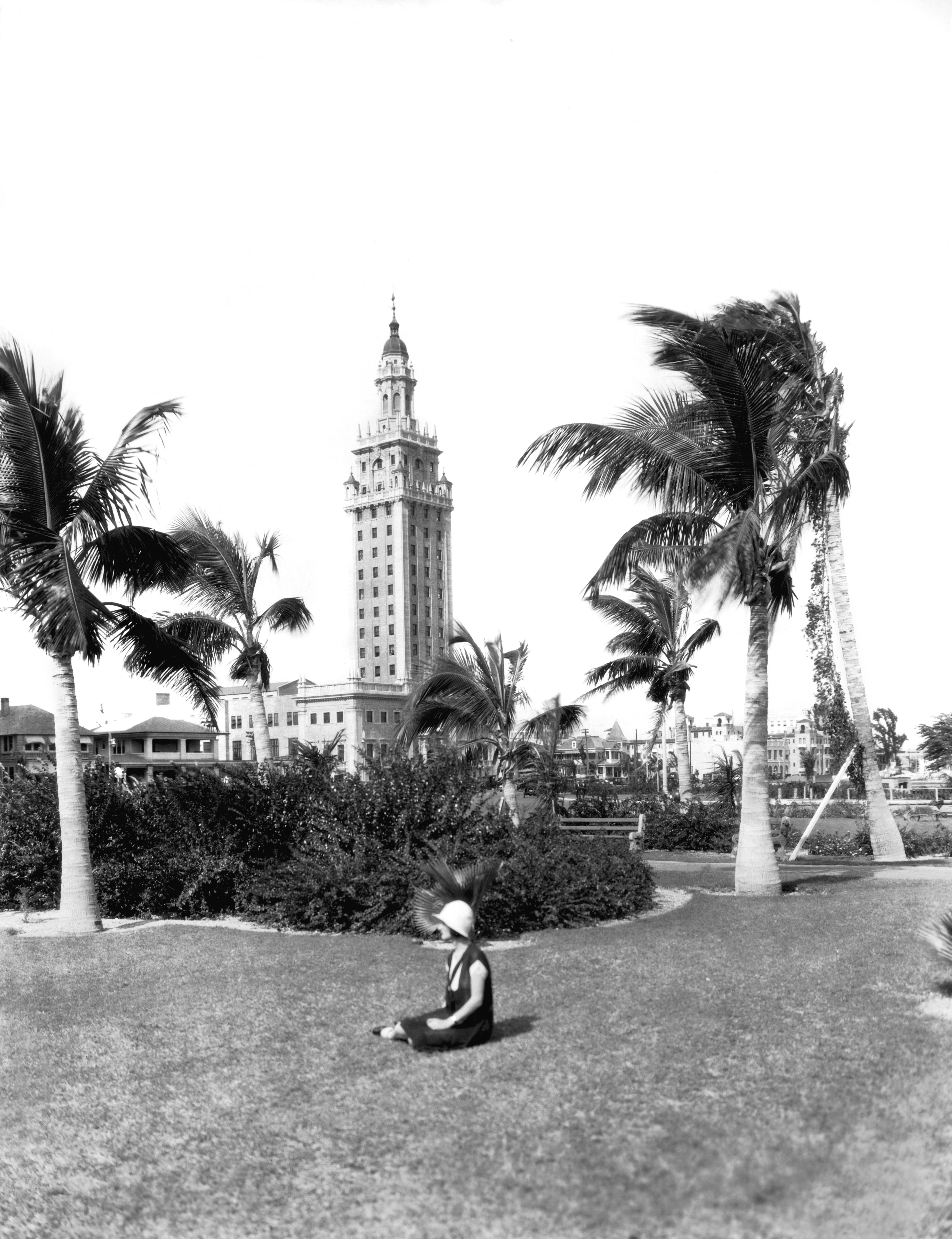 The Miami Daily News Tower Building as seen from Biscayne Park in Miami, Miami, Florida, circa 1925. (Photo by Underwood & Underwood/Underwood Archives/Getty Images)
