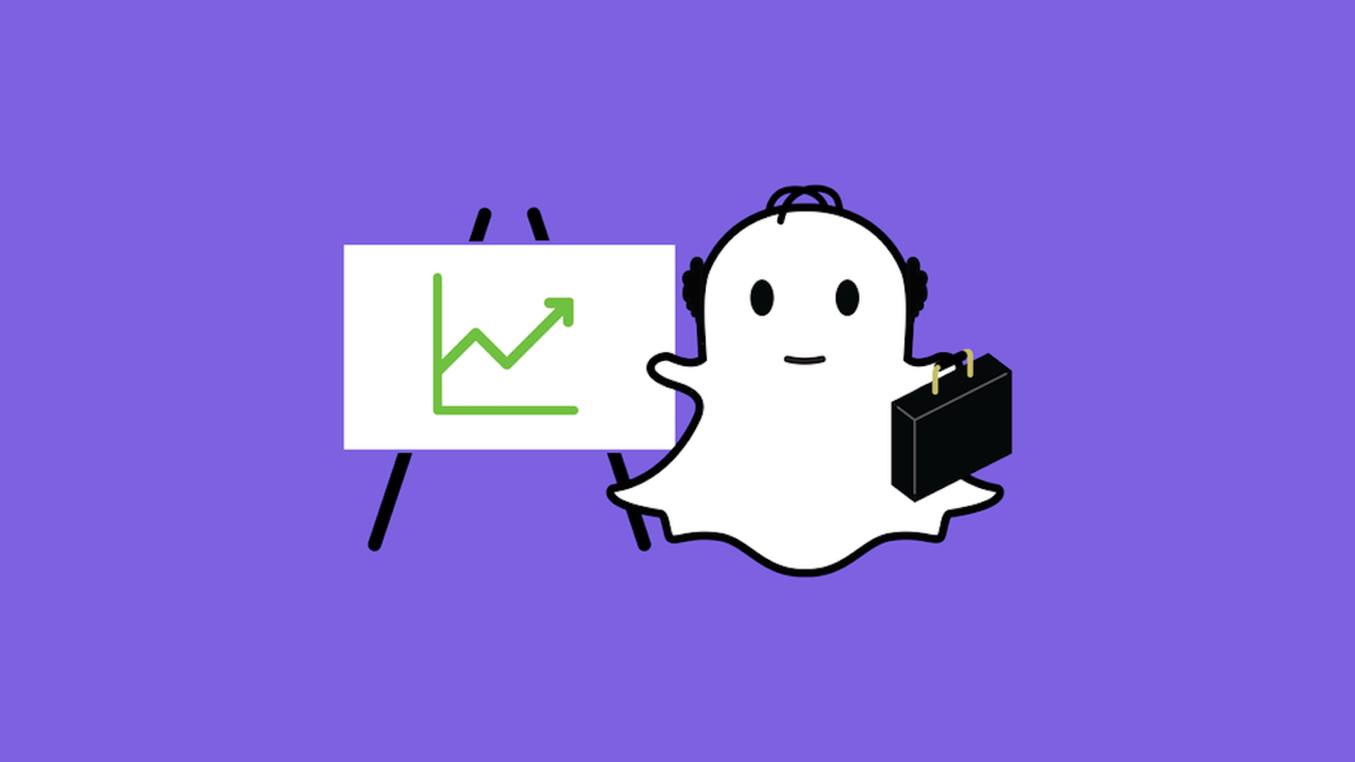 Snapchat "ghost" next to an upward financial chart.