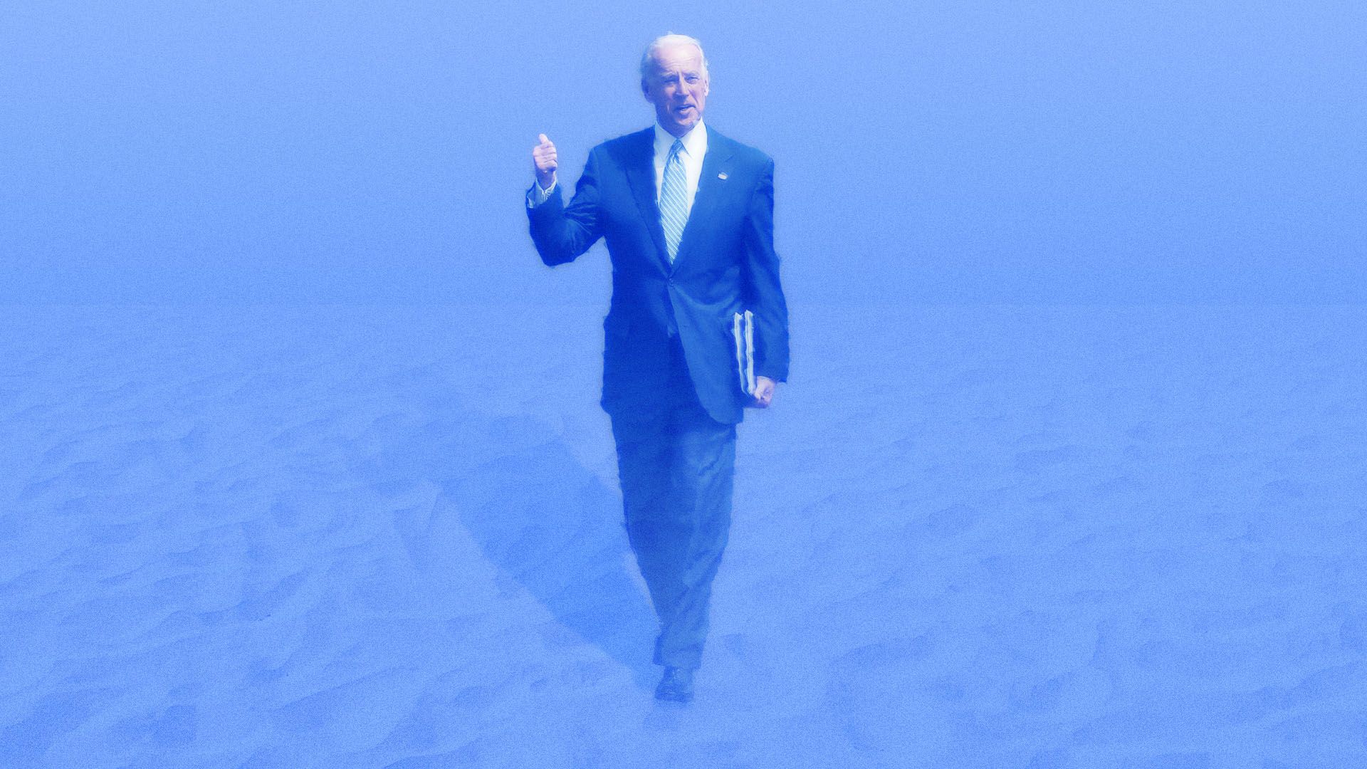 Illustration of Joseph Biden as a mirage in a desert