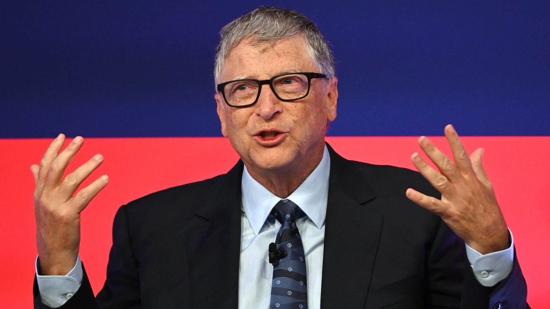 Bill Gates speaks during the Global Investment Summit at the Science Museum on October 19, 2021 in London, England.