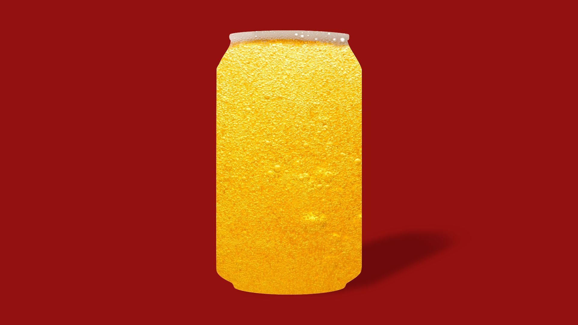 Illustration of beer in the shape of a beer can, but the aluminum can is missing.