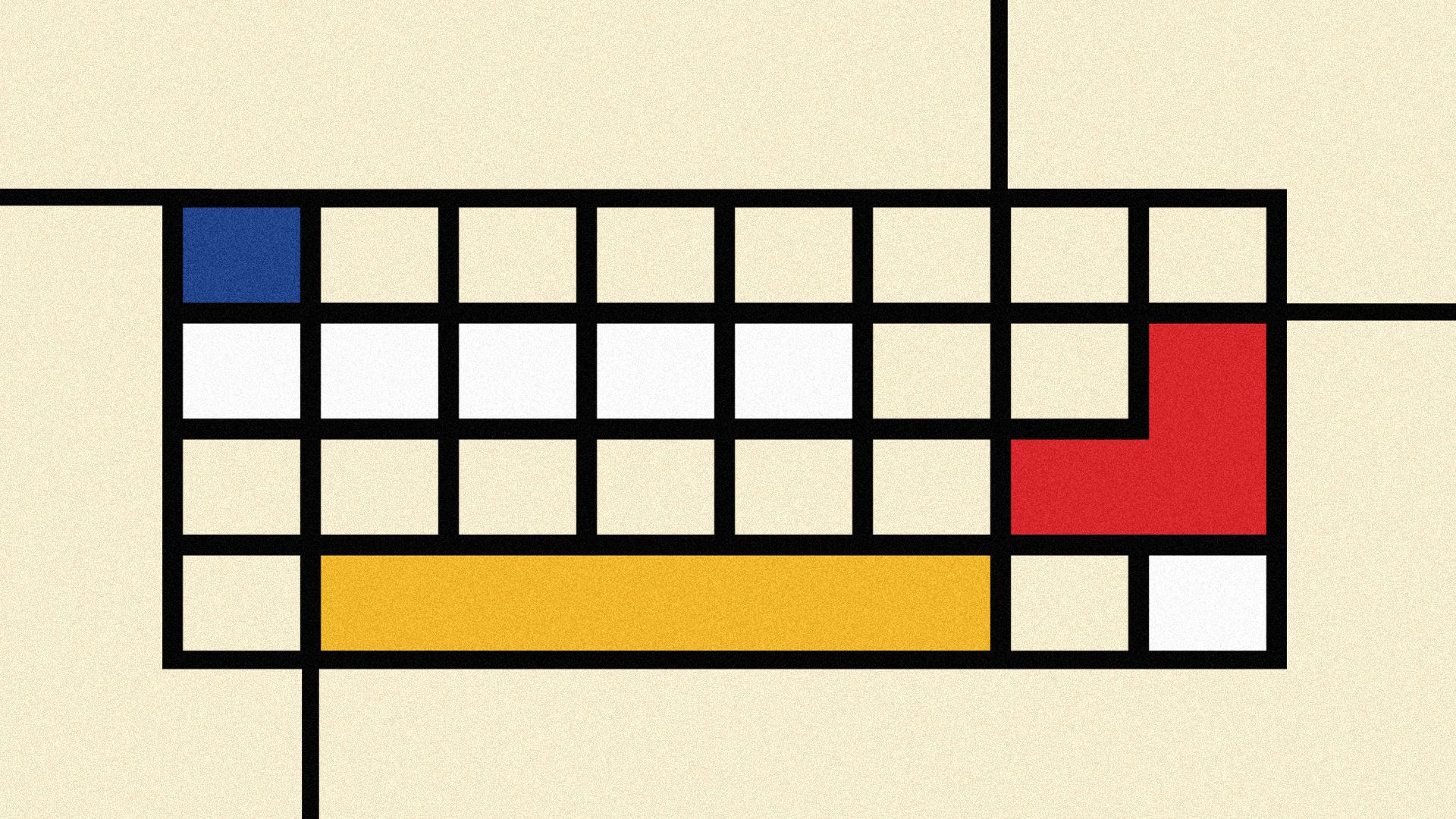 Illustration of a computer keyboard in abstract colors and shapes