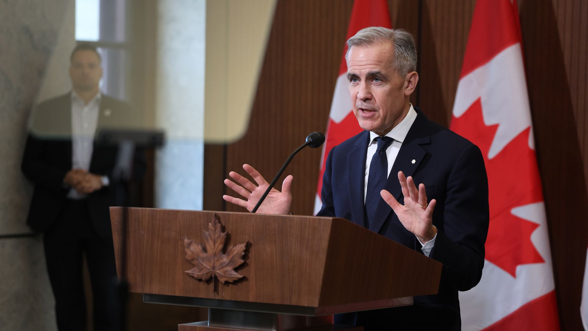 Mark Carney, Canada's prime minister, speaking during a news conference
