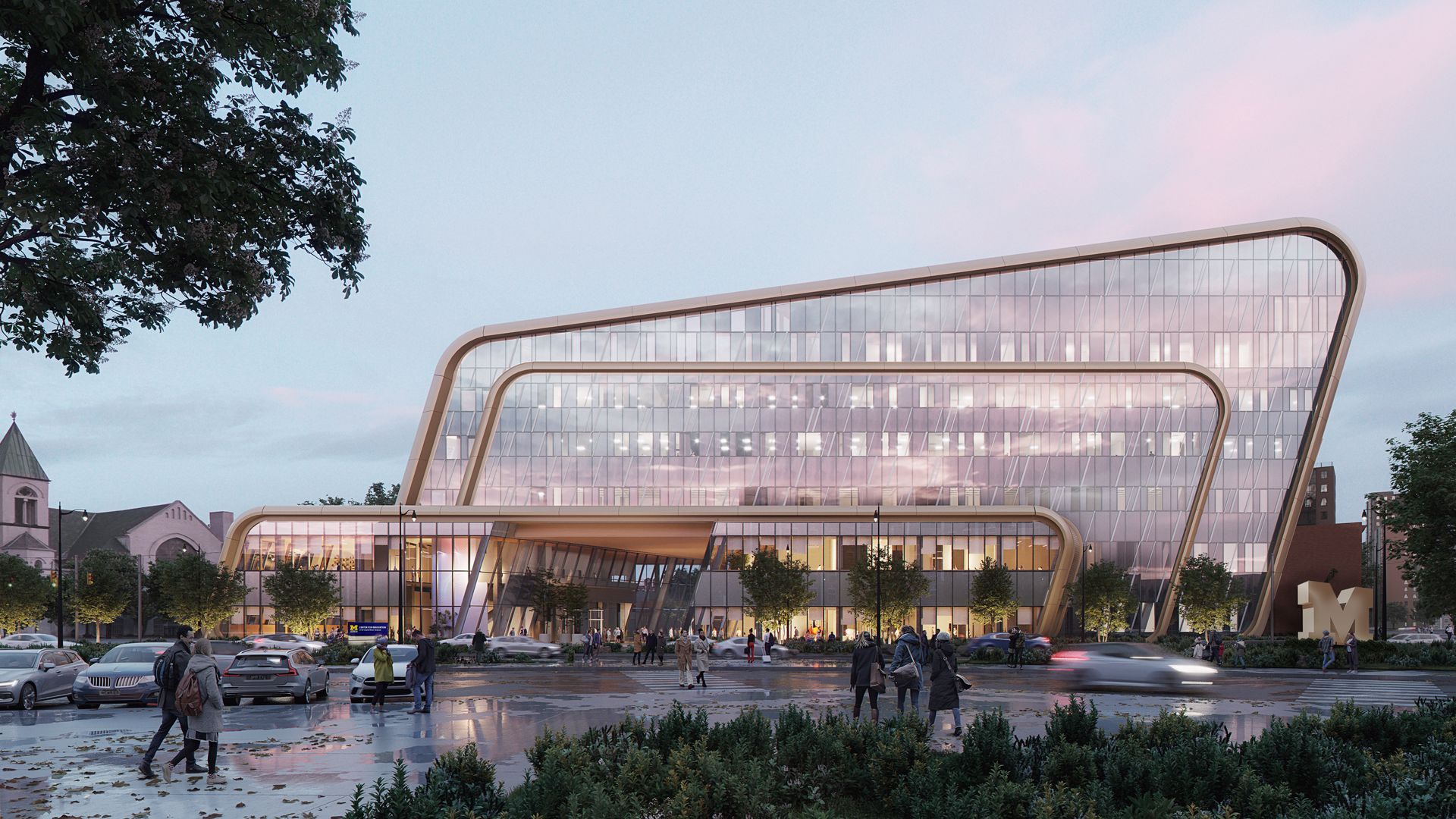 A rendering of the front of the 200,000-square-foot U of M Center for Innovation.
