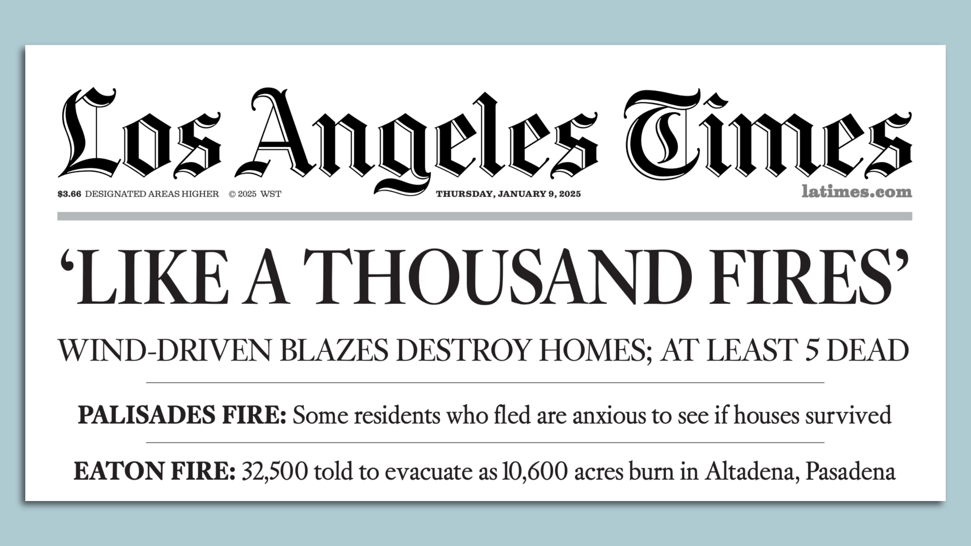  Today's L.A. Times front page