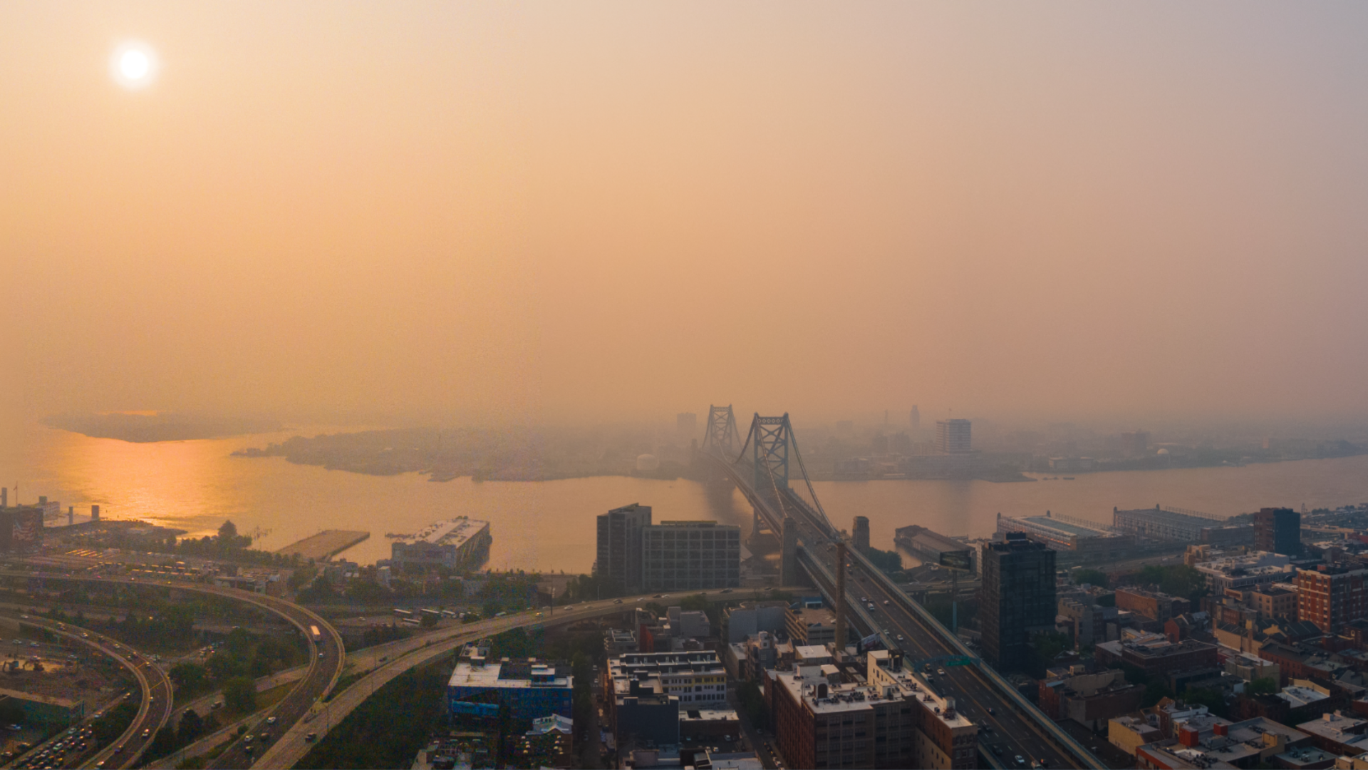 Hazy skies over Philadelphia