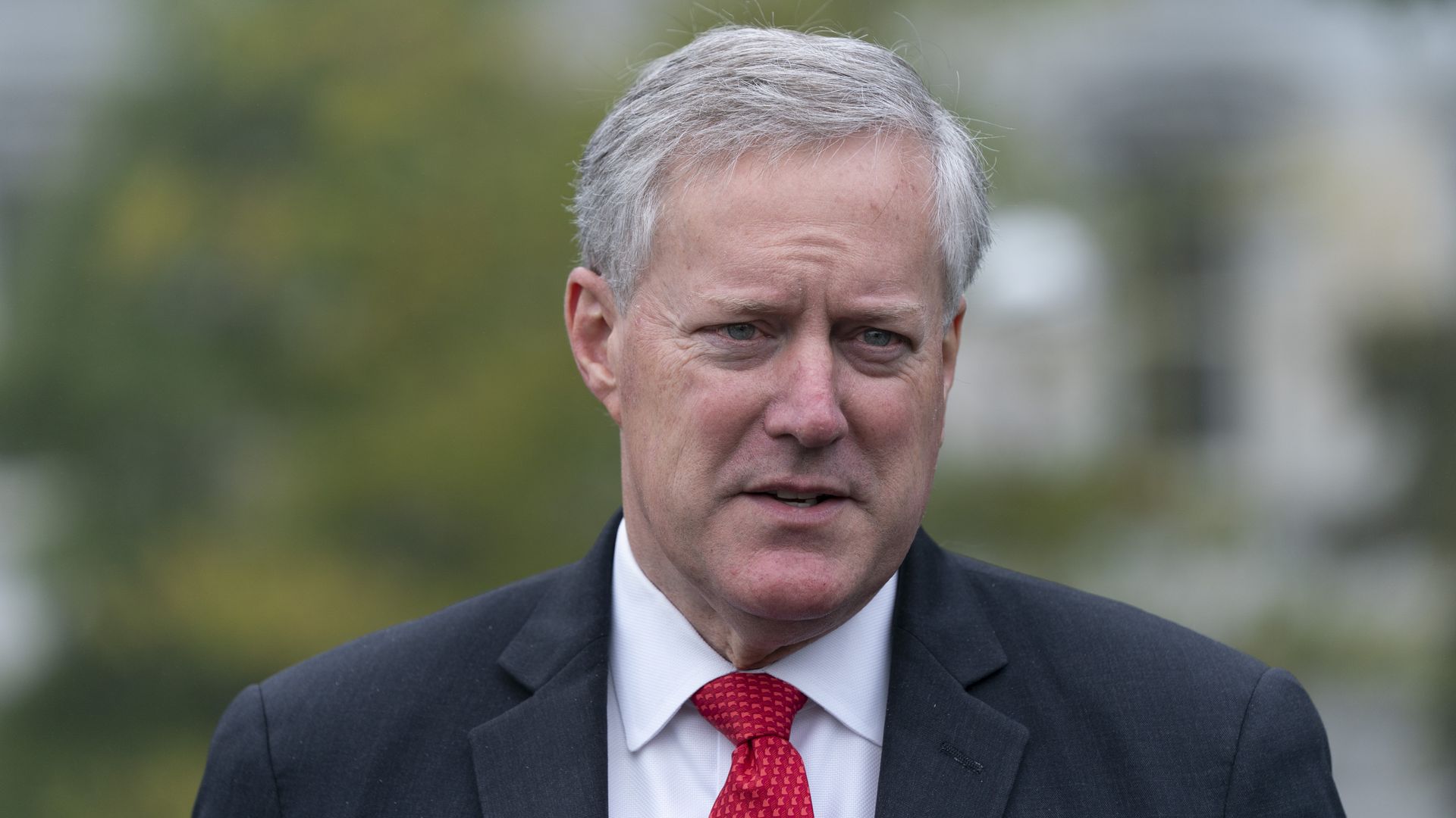 Mark Meadows, then-White House chief of staff, speaks to media outside of the White House in Washington, D.C., U.S., on Wednesday, Oct. 21, 2020. 