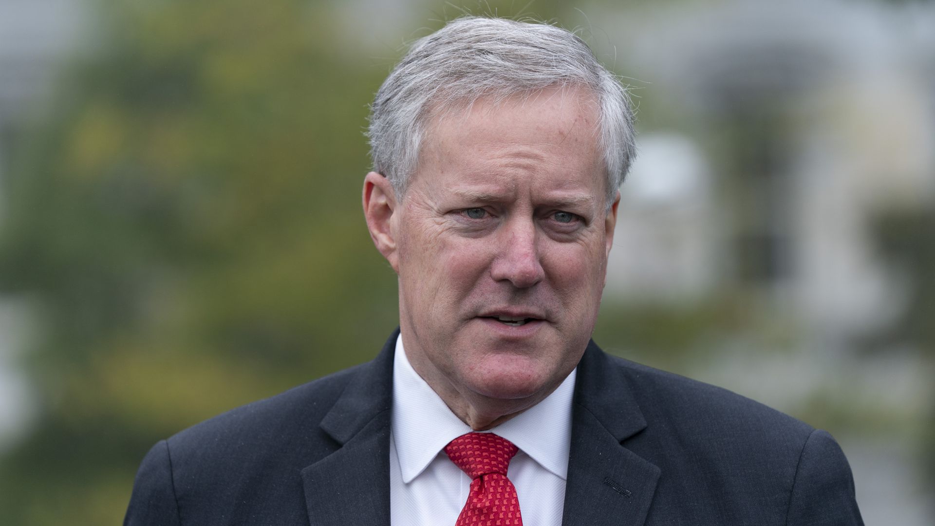 Mark Meadows, then-White House chief of staff, speaks to media outside of the White House in Washington, D.C., U.S., on Wednesday, Oct. 21, 2020.