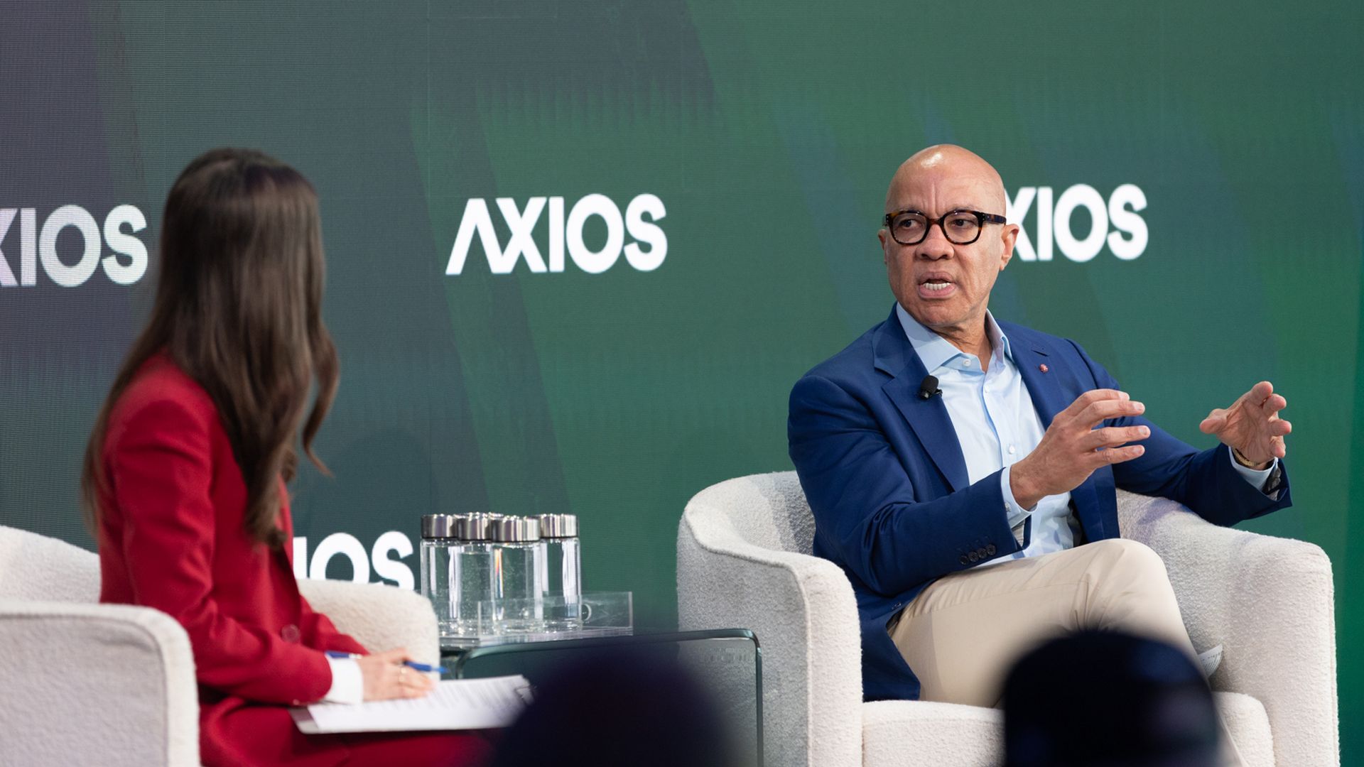 Anonymous Content CEO Darren Walker speaks with Axios' Sara Fischer at Media Trends Live on Oct. 20 in New York City.