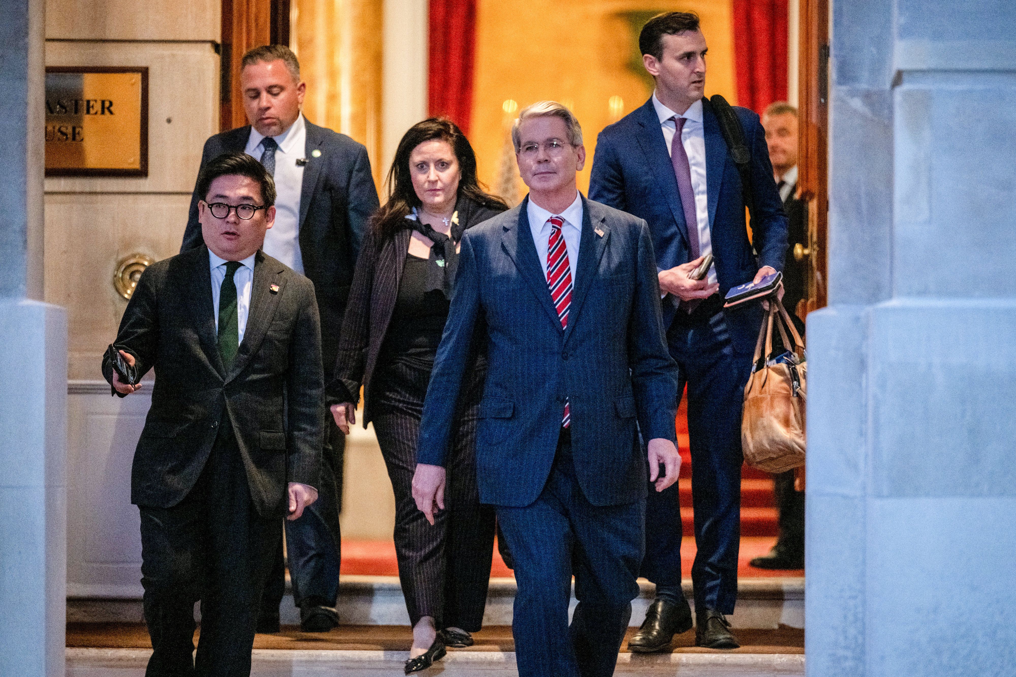 Treasury Secretary Scott Bessent departs trade talks with China in London yesterday.
