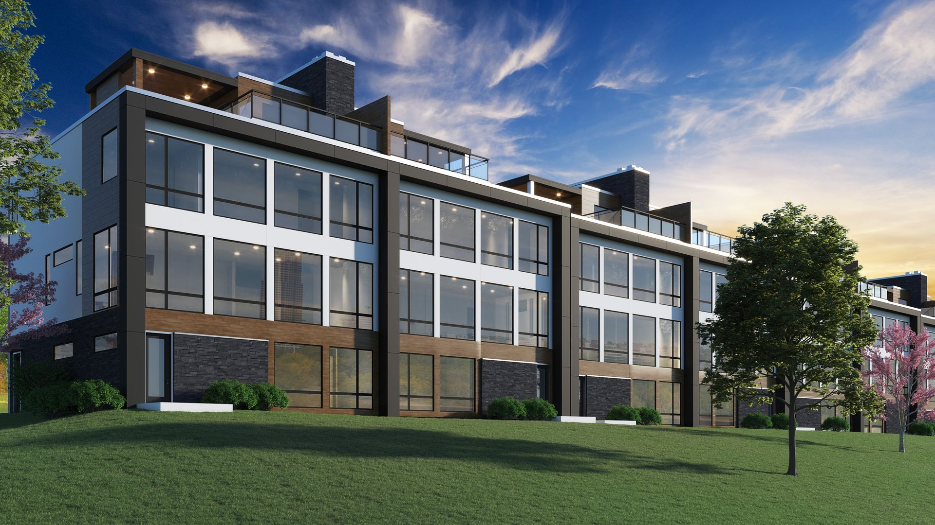 A drawing of a townhome.