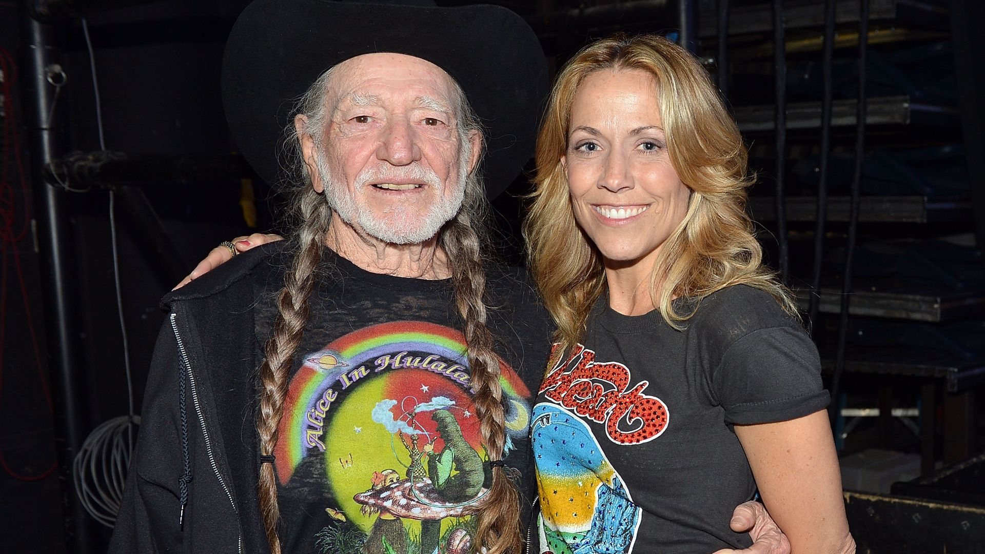 Willie Nelson and Sheryl Crow backstage 