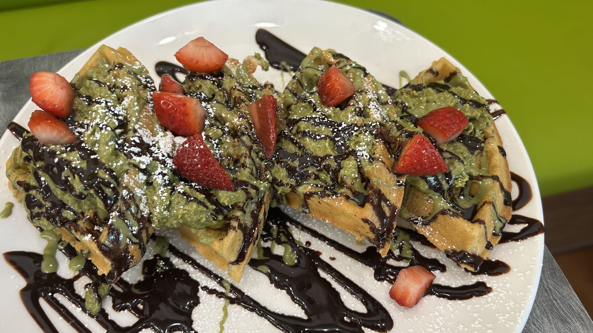 Dubai chocolate waffles.