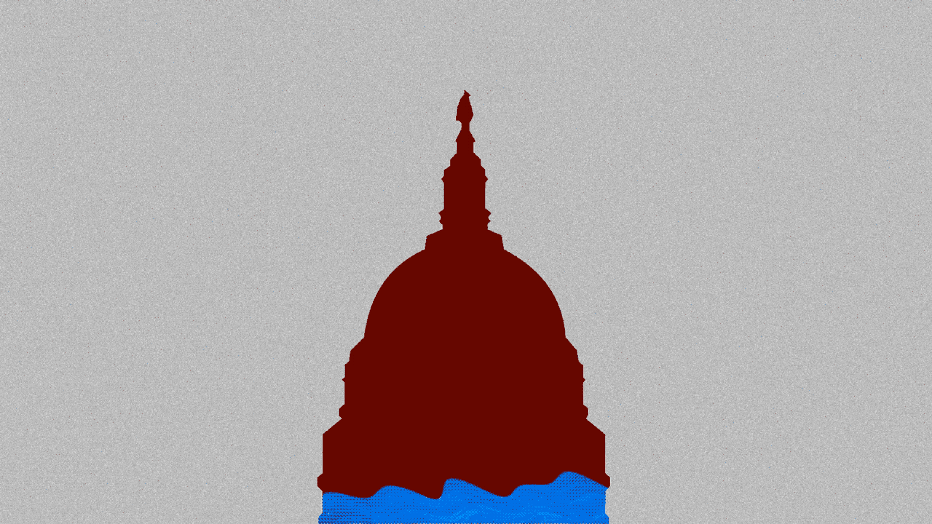 A silhouette of the Capitol dome with a blue wave inside it