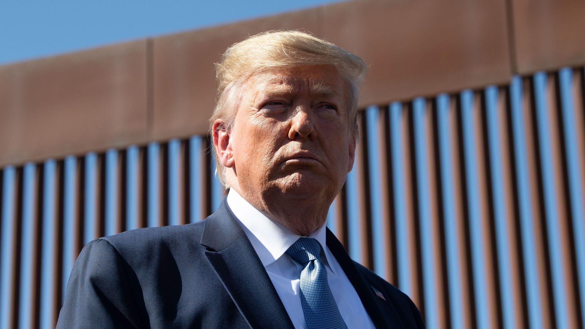 US President Donald Trump visits the US-Mexico border fence in Otay Mesa, California on September 18, 2019.
