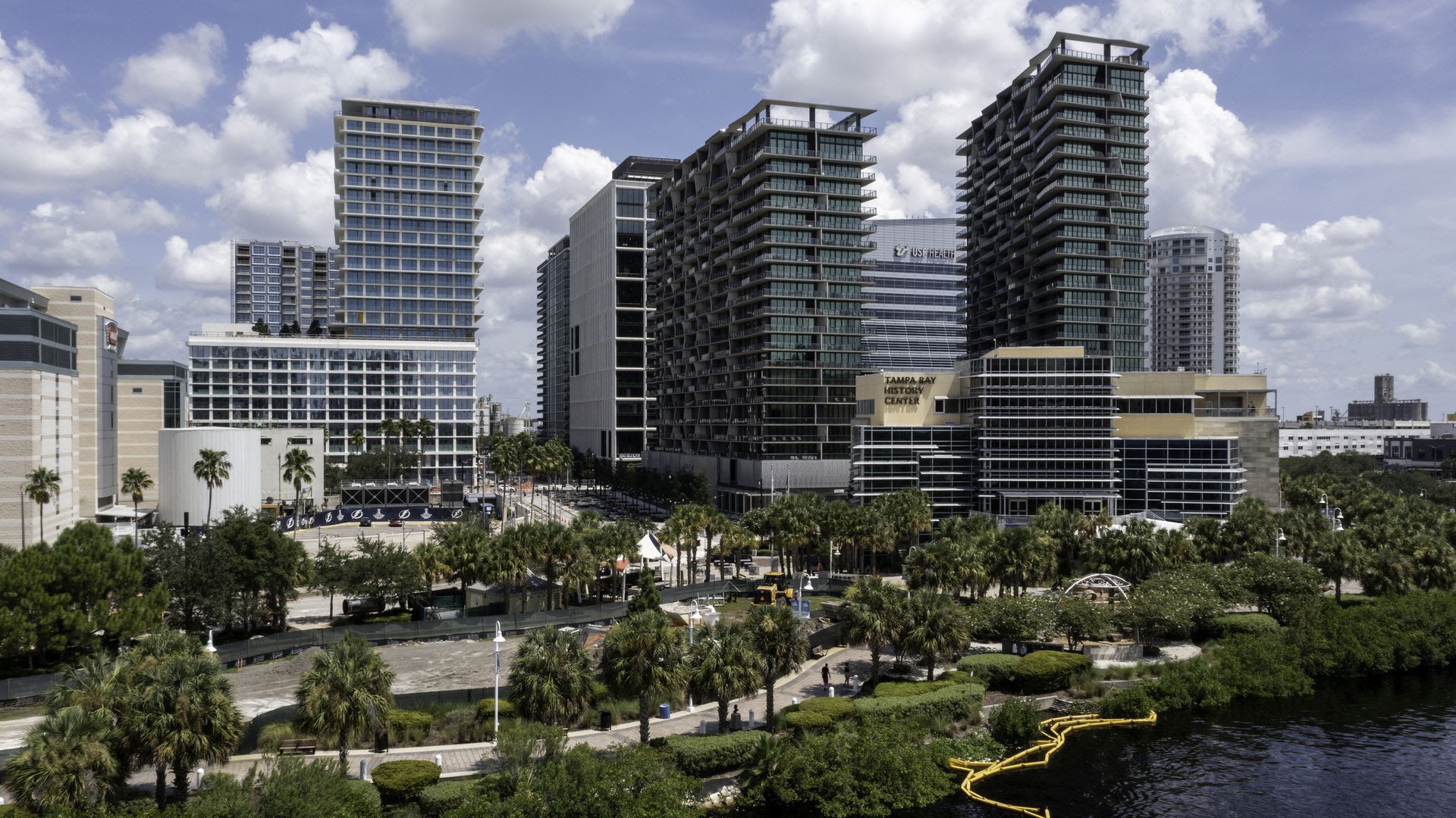 The waterfront view on Water Street Tampa. 