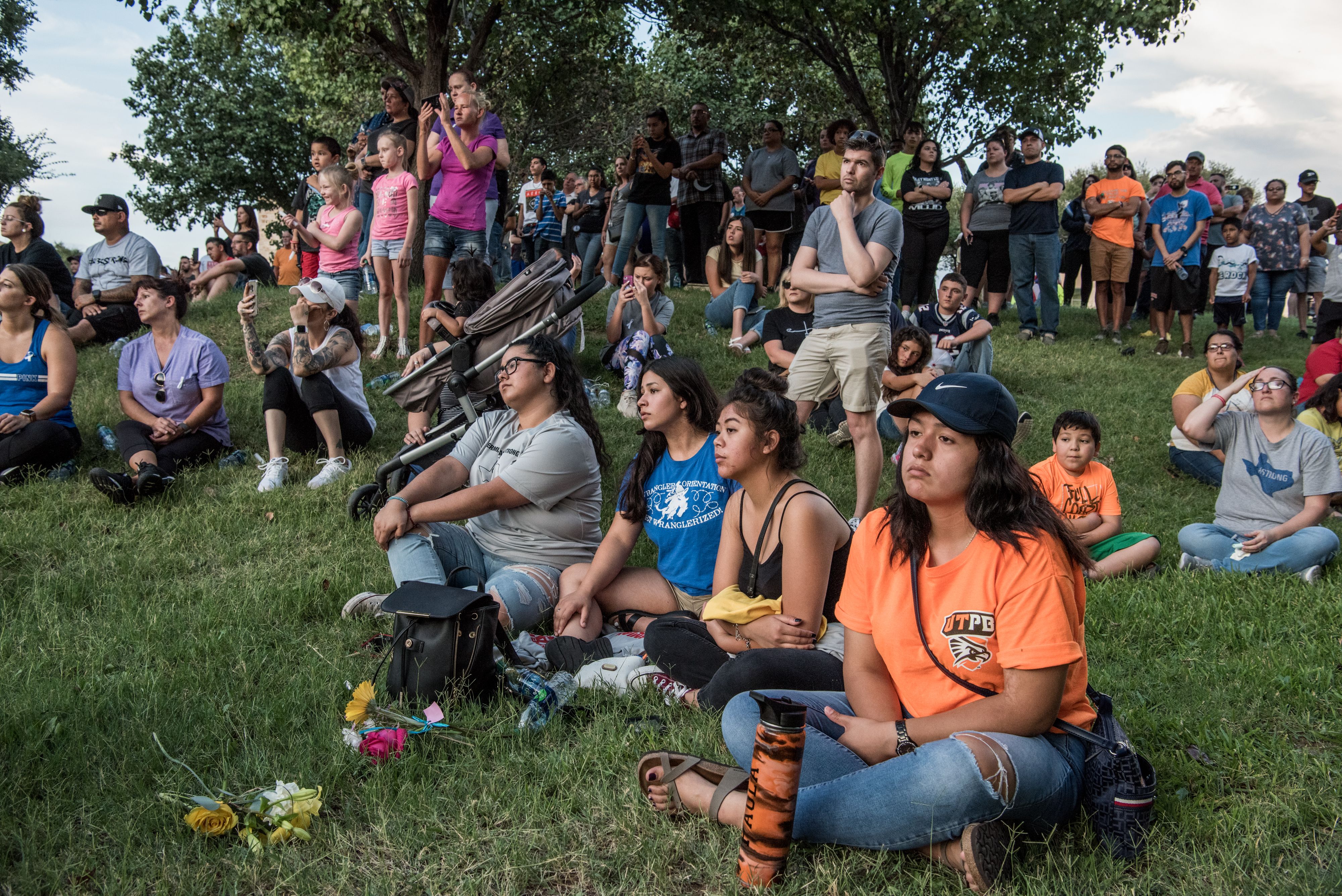 People attend a prayer vigil at the University of Texas of the Permian Basin (UTPB) for the victims of a mass shooting, September 1, 2019 in Odessa, Texas. 
