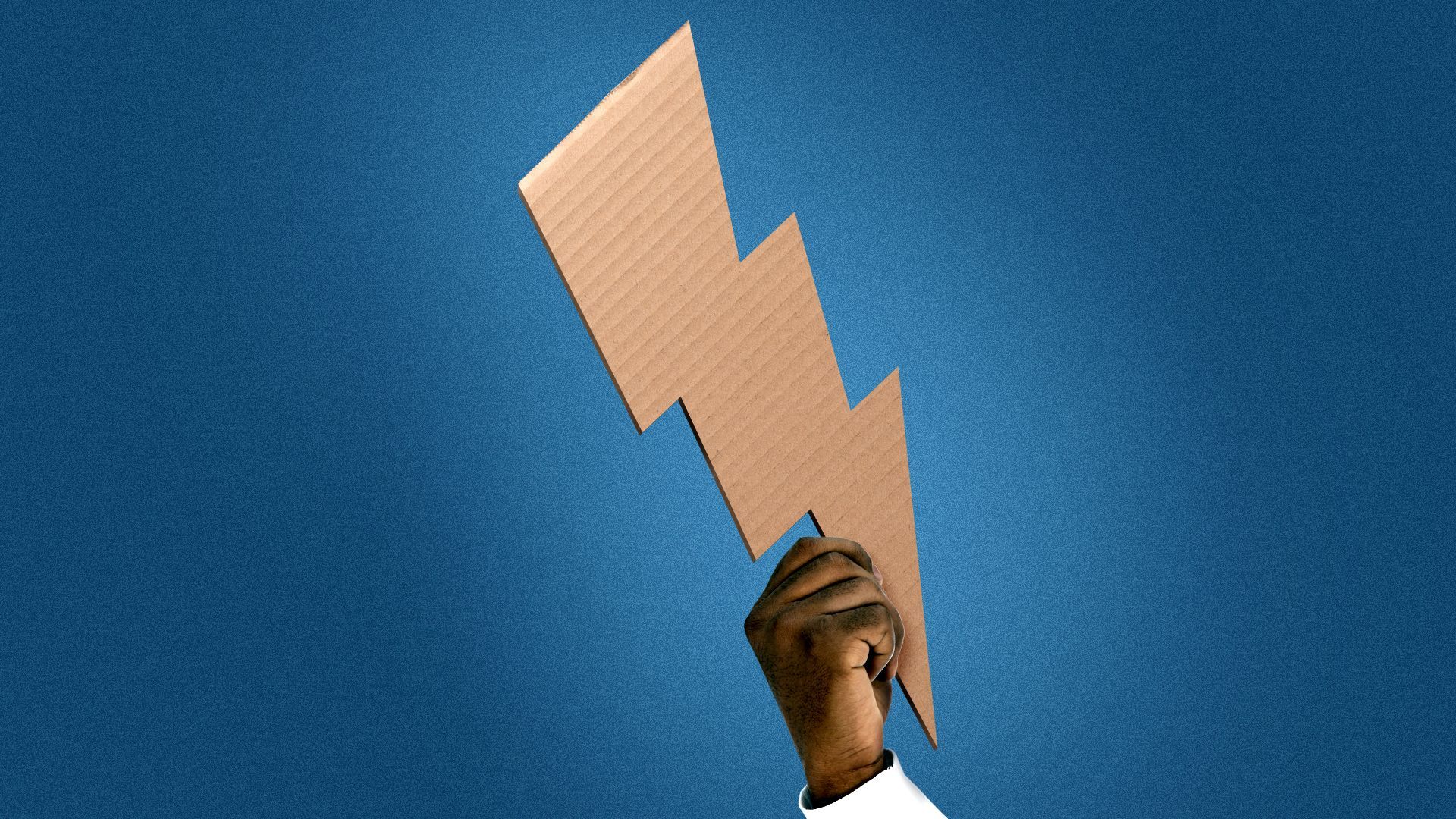 Illustration of a hand holding a lightning bolt-shaped cardboard