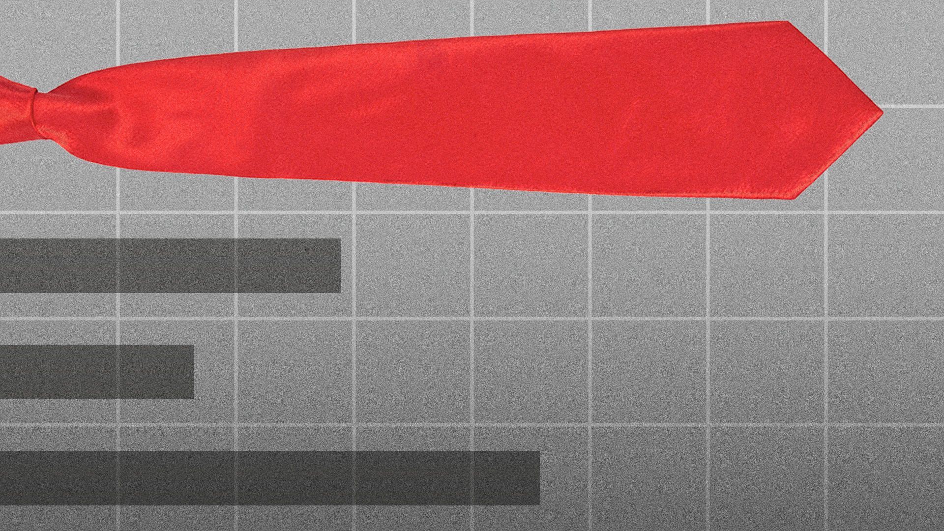 Illustration of a red neck tie as a bar on a chart