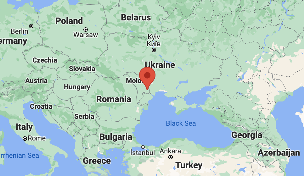 Screenshot of Google Maps showing Moldova.