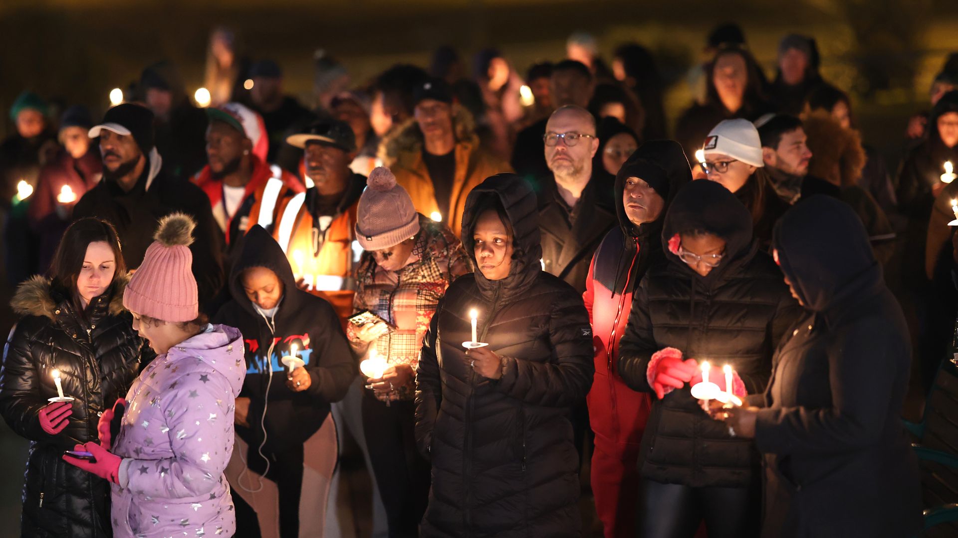 People attend a candlelight vigil in memory of Tyre Nichols at the Tobey Skate Park on January 26, 2023 in Memphis, Tennessee