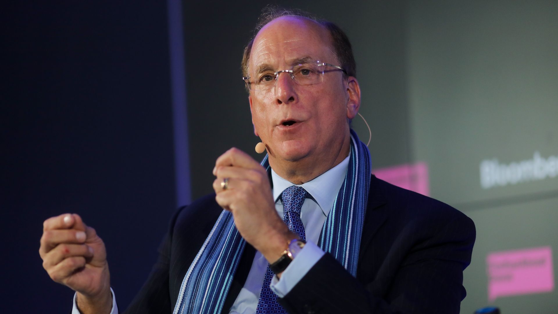 Larry Fink at the World Economic Forum in Davos, Switzerland, Jan. 21, 2020. 