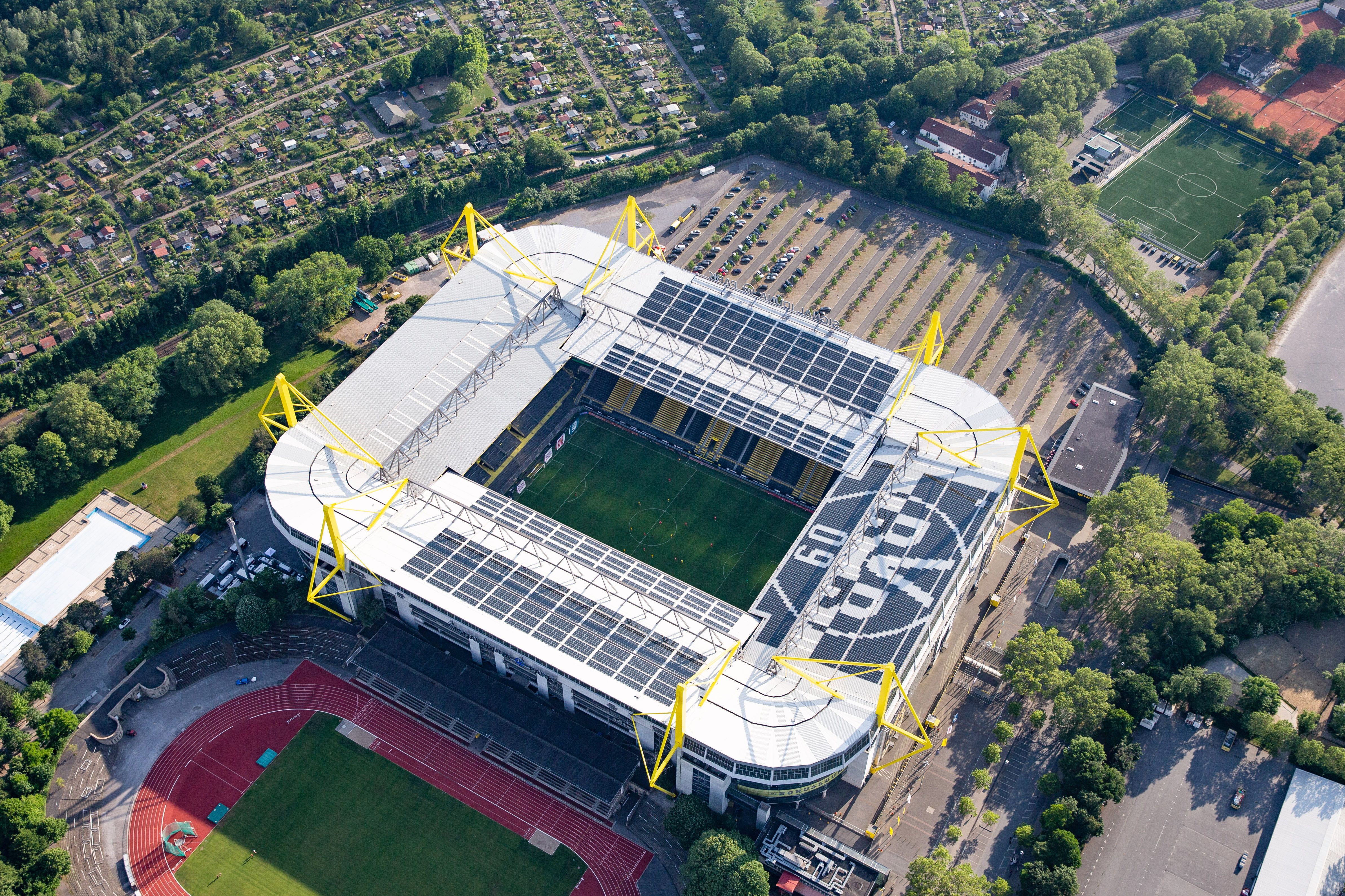 Soccer stadium aerial view