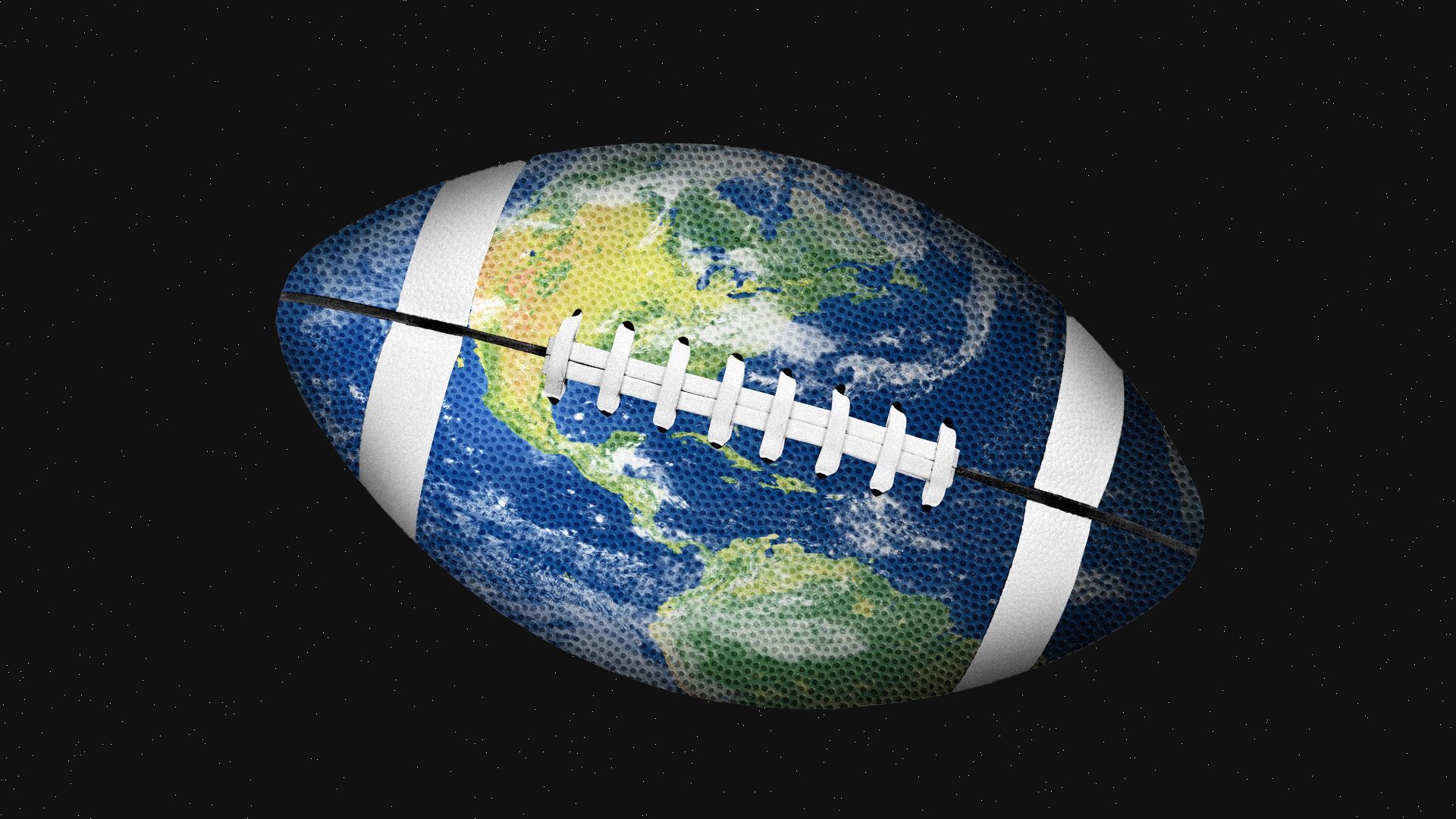 Illustration of the Earth in the shape of a football.  