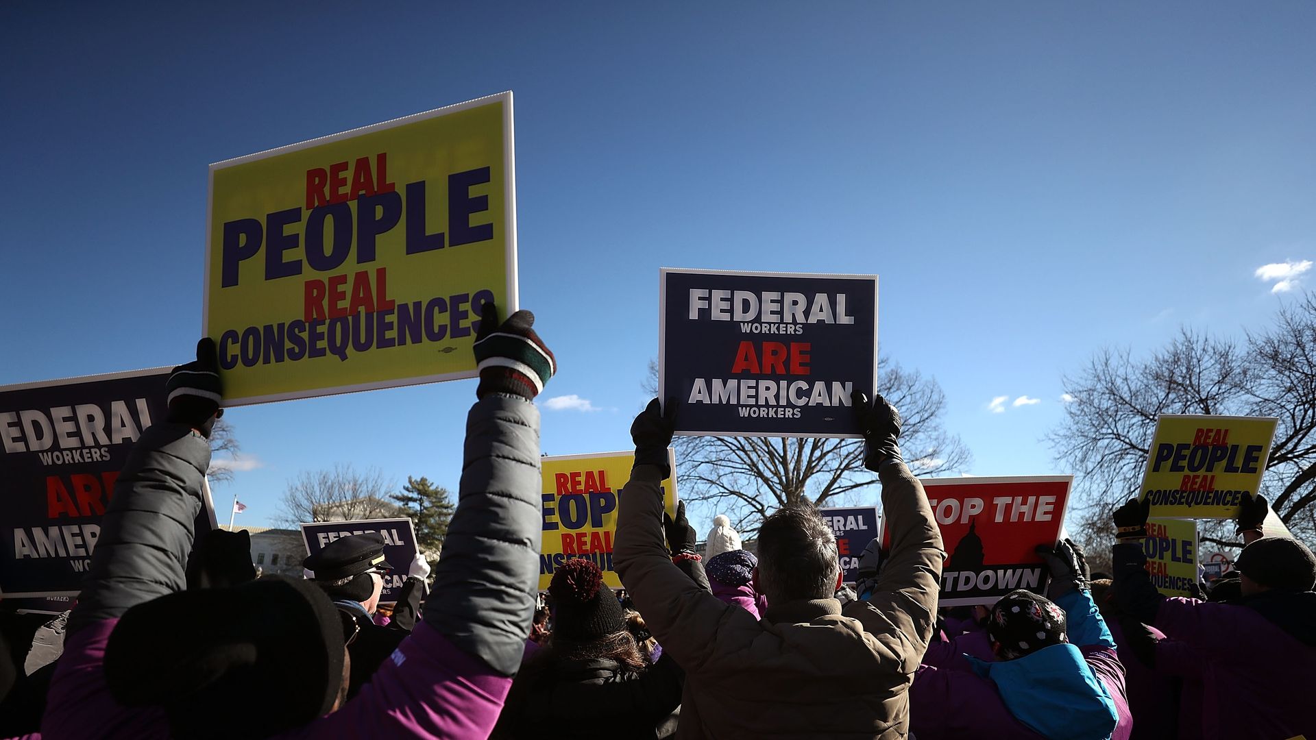 Protestors against the government shutdown