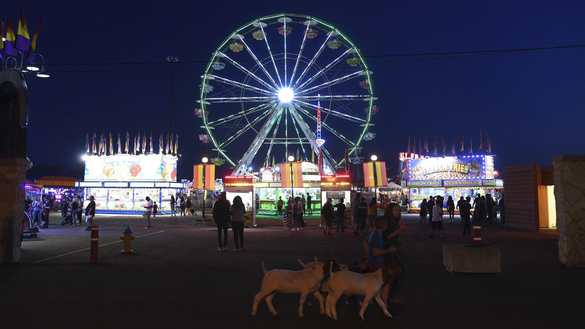 Carnival rides light up the sky at the Colorado State Fair in 2019.