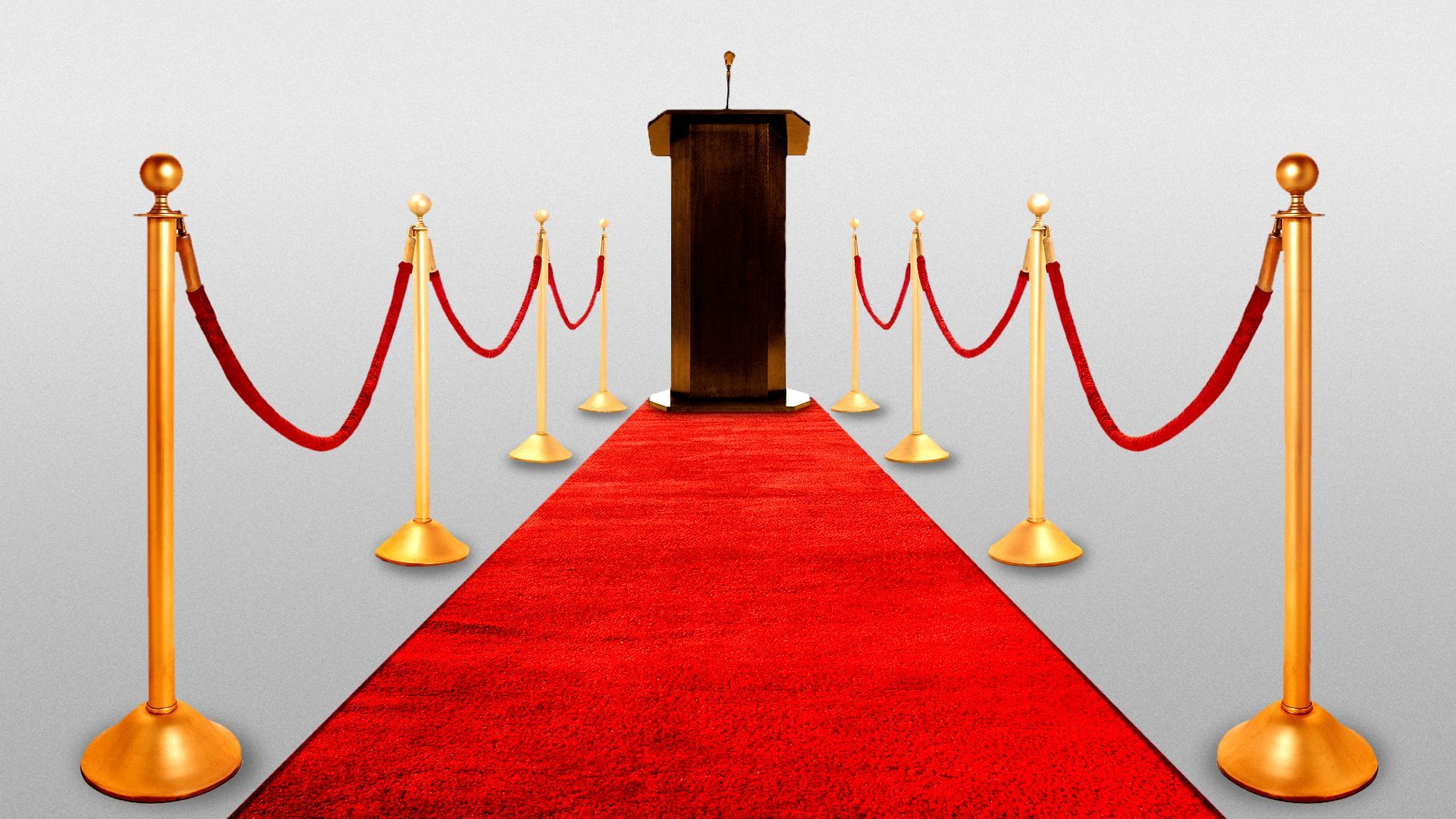 Illustration of a podium at the end of a long red carpet