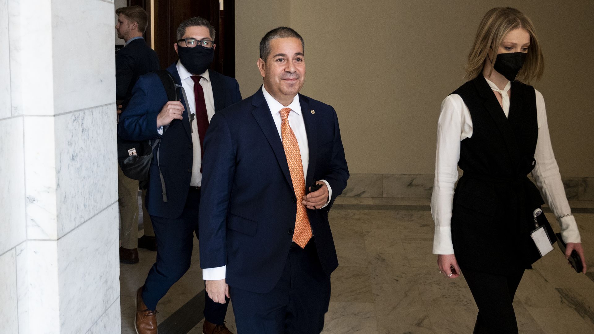 Sen. Ben Ray Lujan is seen walking through the Capitol upon his return to Congress.