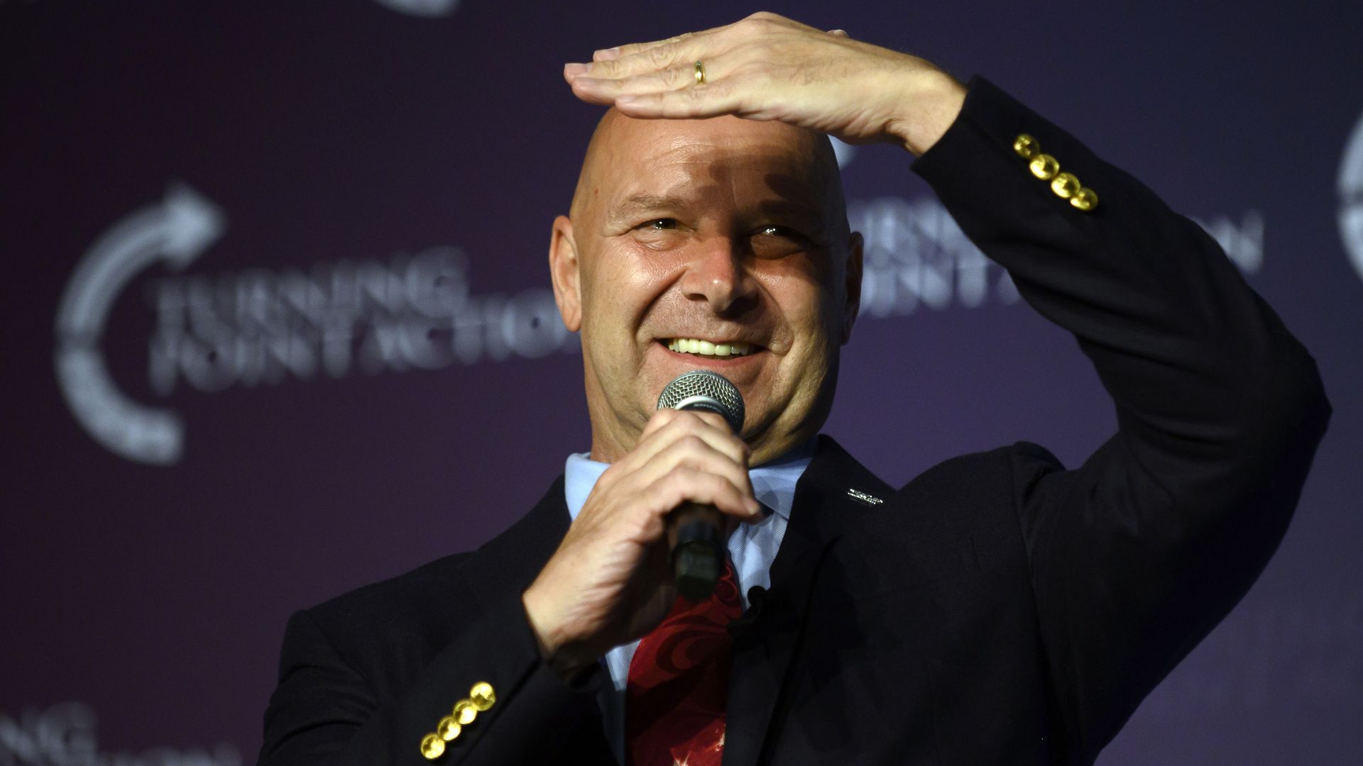 Doug Mastriano speaks in Pennsylvania.