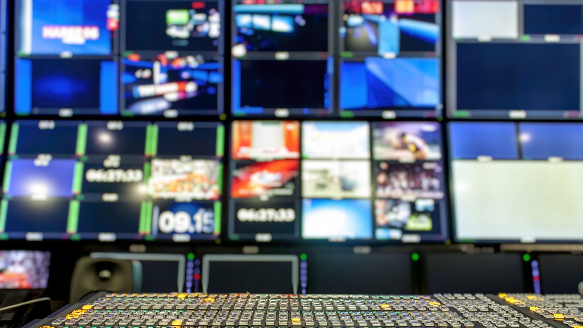 A professional studio mixing console.