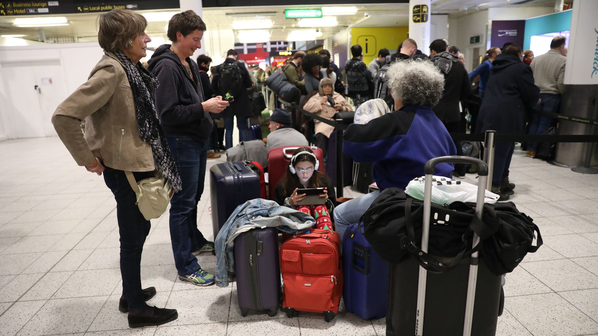 People stranded at gatwick airport. 