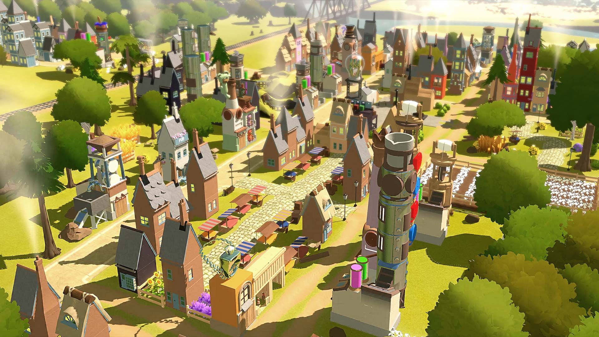 Screenshot of an animated gameplay showing a town