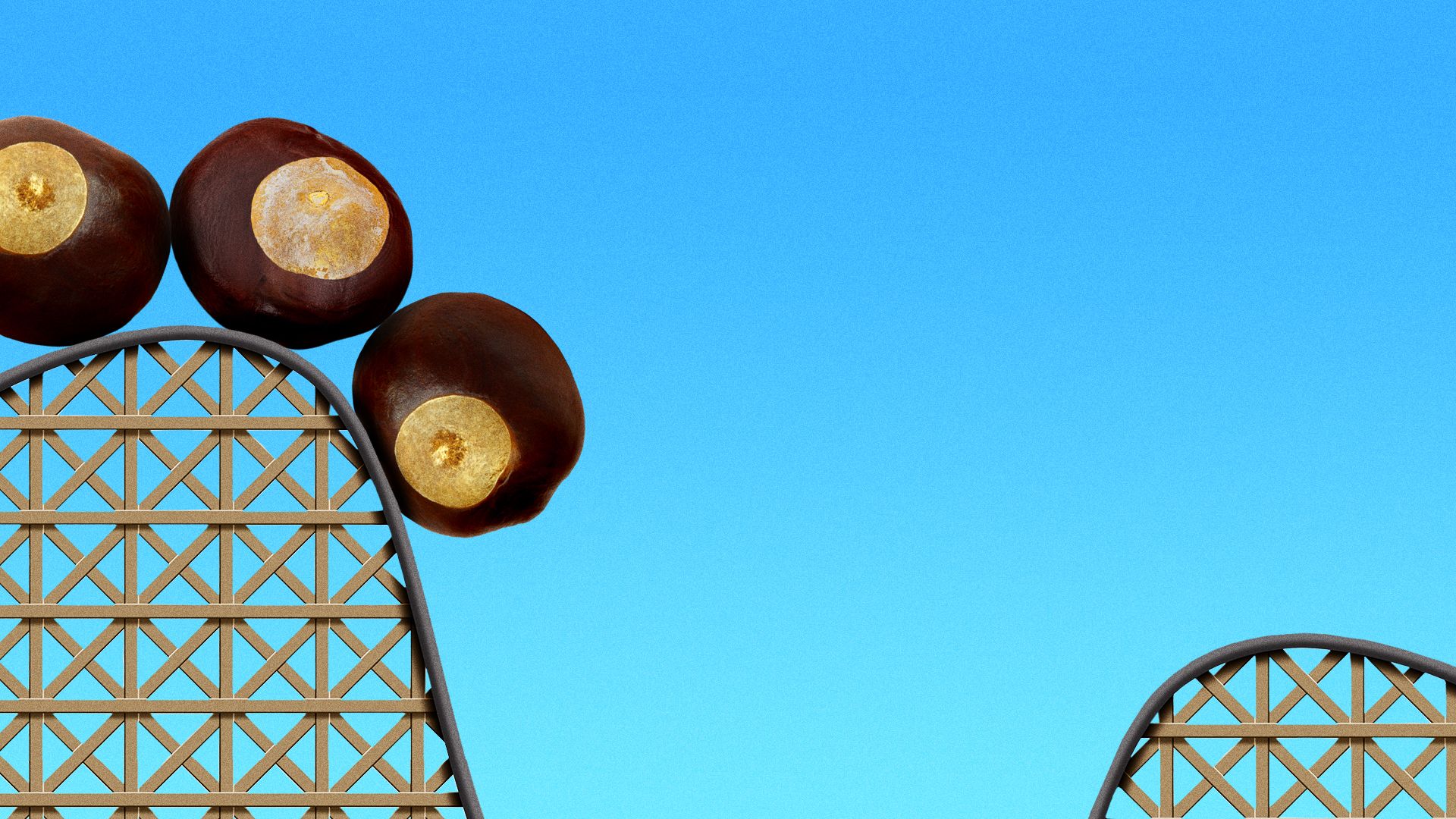 Illustration of a roller coaster made of Ohio buckeyes.