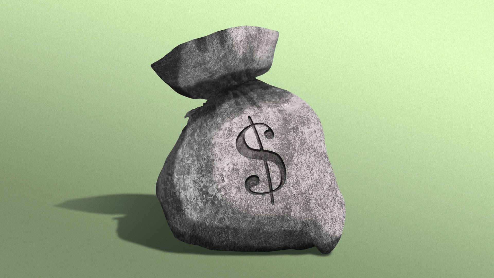 An illustration of a money bag made of concrete
